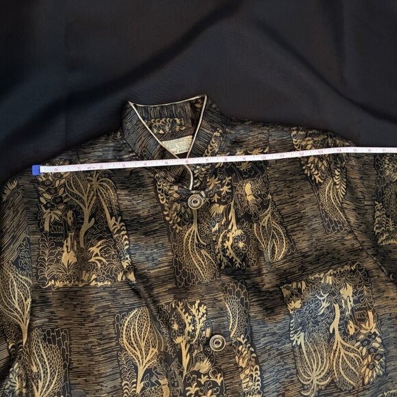 Vintage 1950s Dream Wear House Dress Black and Gold Asian Print Size M/L - Picture 14 of 15